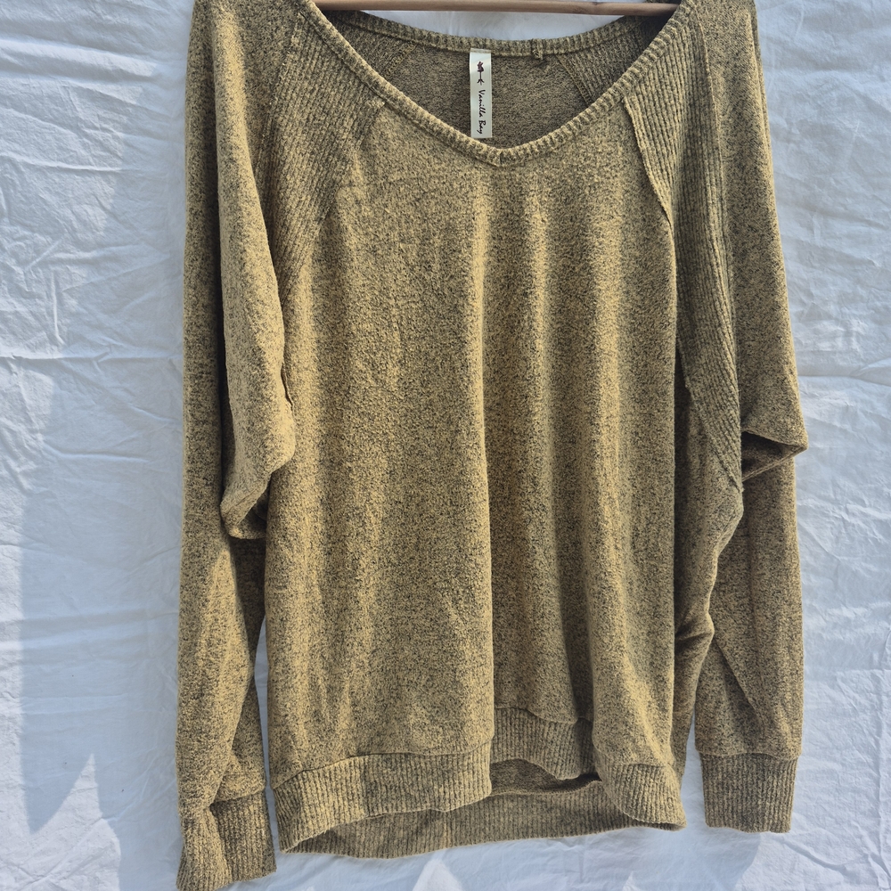 White Birch Tan V-Neck Sweater Relaxed Fit